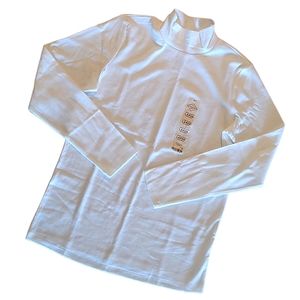 St. John's Bay NWT L White Long Sleeve Mock Neck Top